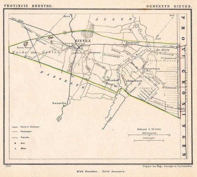 Bestand:Netherlands, Gieten, map of 1867.jpg