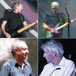 Boven: Roger Waters (l) & David Gilmour (r) Onder: Nick Mason (l) & Richard Wright (r)