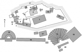 Locatie van het standbeeld (4) op de Akropolis